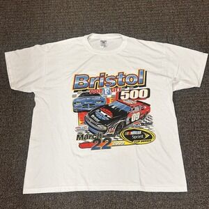 Nascar T Shirt Mens Size XL White Cotton BRISTOL FOOD CITY 500 MARCH 22, 2009